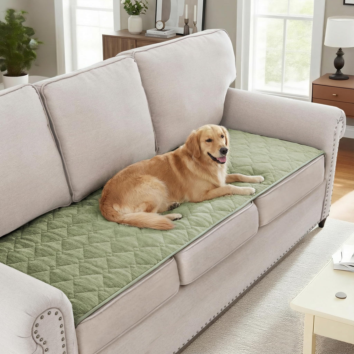 H.VERSAILTEX Chenille Couch Cover Fuzzy Sofa Cover Anti Slip Washable with Strap for Pets