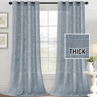 h.versailtx Linen Blended Curtains Natural Linen Textured Light Filtering Nickel Grommet 2 Panel Sets product image