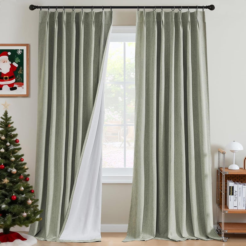 h.versailtx Pinch Pleated Blackout Curtains – Linen Chenille, Thermal Insulated, 2 Panels product image