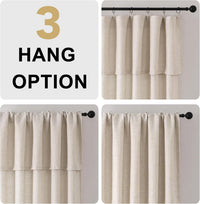 H.VERSAILTEX Linen Curtains with Attached Valance Living Room Boho Window Drapes 2 Panels Set Rod Pocket/Ring Top