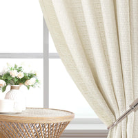 H.VERSAILTEX Boho Linen Curtain Light Filtering Back Tab, Set of 2 Panels