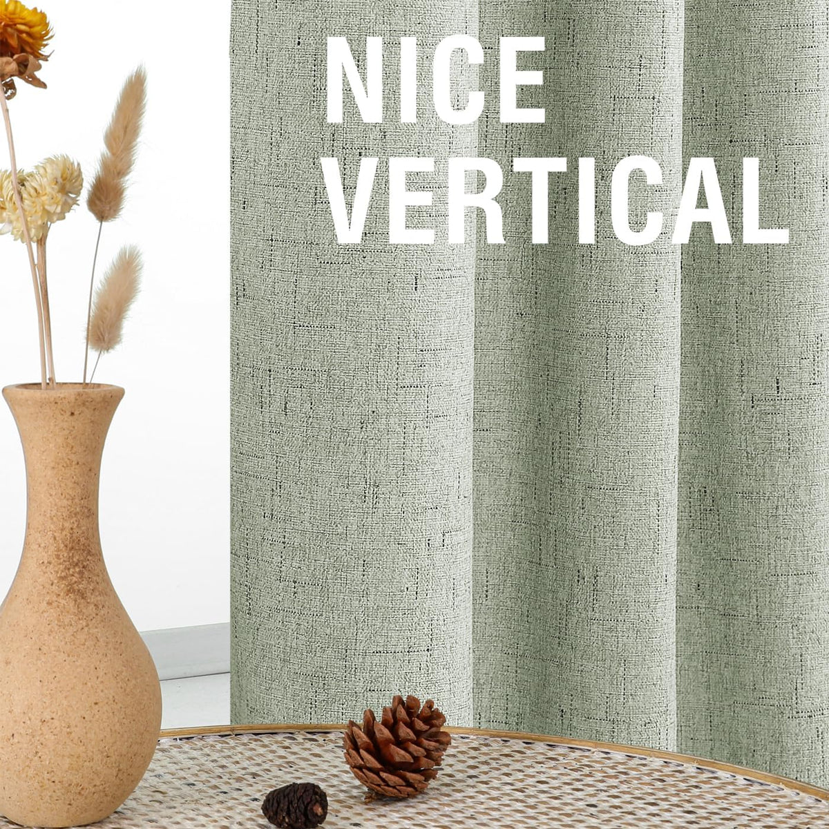 100% Blackout Curtains for Bedroom Faux Linen Texture Thermal Back Tab/Rod Pocket/Hook Belt Draperies 2 Panels
