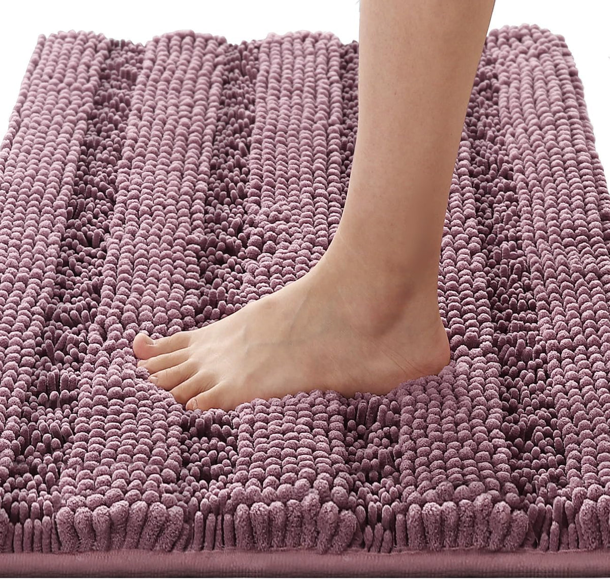 1pc H.VERSAILTEX Bath Rugs for Bathroom Non Slip Bath Mats Extra Thick Chenille Striped Rug 20" x 32" Absorbent Non Skid Fluffy Soft Shaggy Washable Dry Fast Plush Mat for Indoor, Bath Room, Tub