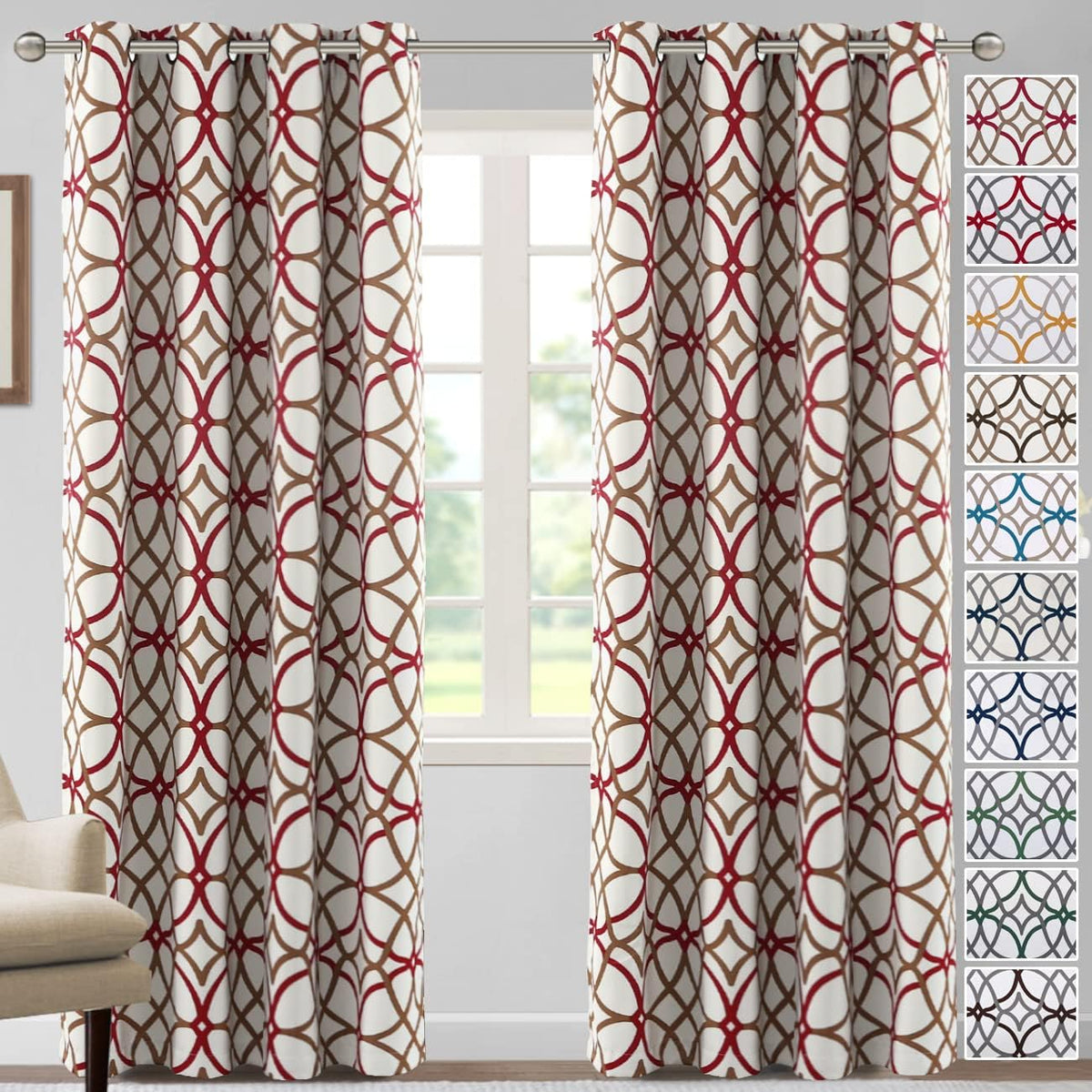 H.VERSAILTEX Blackout Curtains for Bedroom Printed Design 96 Inch Thermal Insulated 2 Panels
