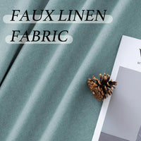 H.VERSAILTEX Grommet Natural Linen Textured Kitchen Curtains 45 inch Length, Thick Faux Linen Room Darkening Window Treatment Set for Farmhouse/Bedroom 52W x 45L,2 Panels,Heather Aqua