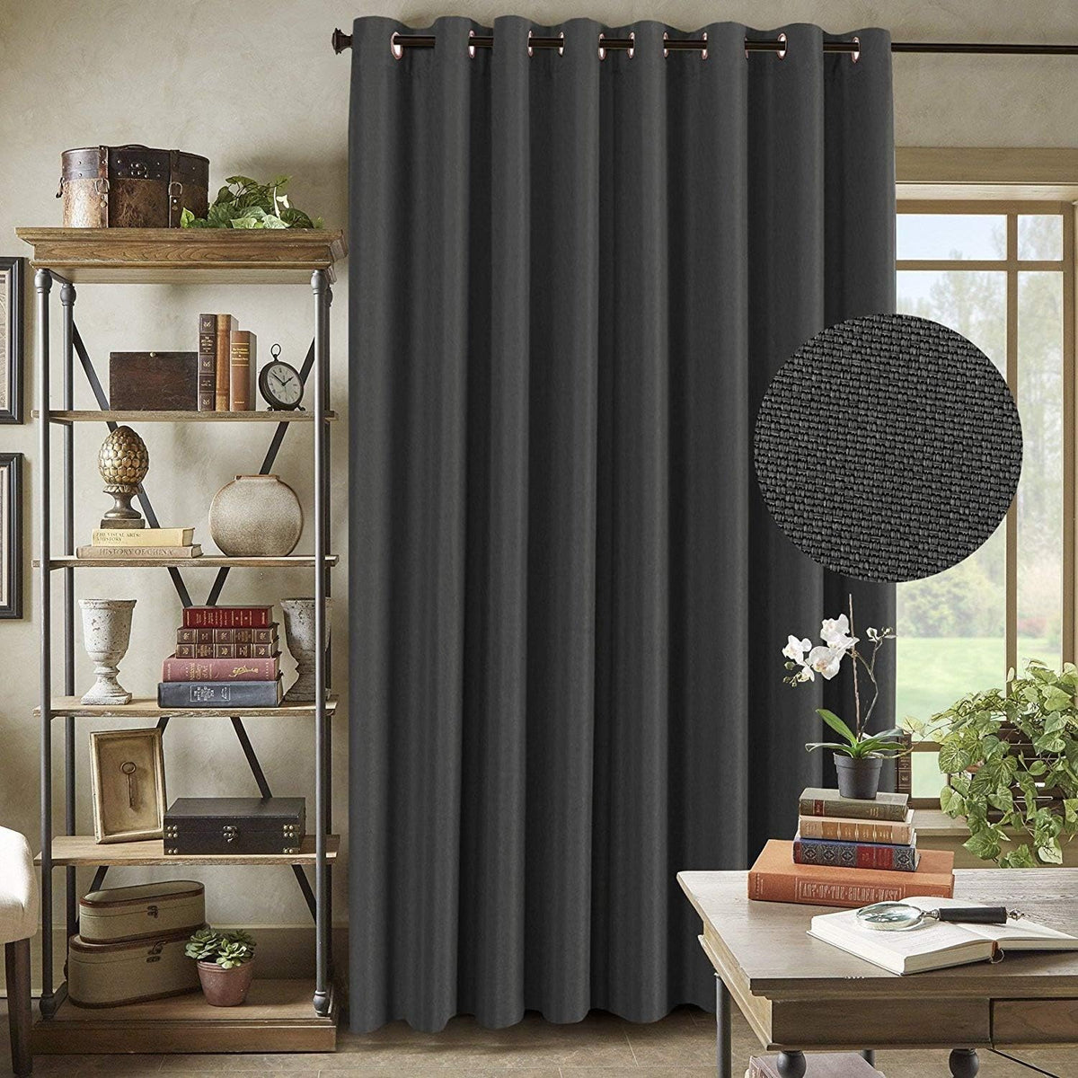 H.VERSAILTEX Linen Blackout Curtain 84 Inches Long for Bedroom/Living Room Thermal Insulated Grommet Linen Look Curtain Drapes Primitive Textured Burlap Effect Window Drapes 1 Panel