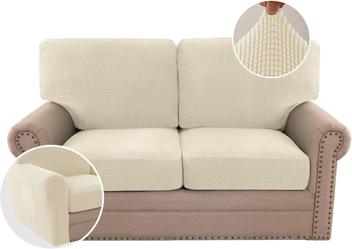 H.VERSAILTEX Multi-Pieces Chair Covers Stretch Couch Covers Form Fitted Seat and Back Cushions Covers