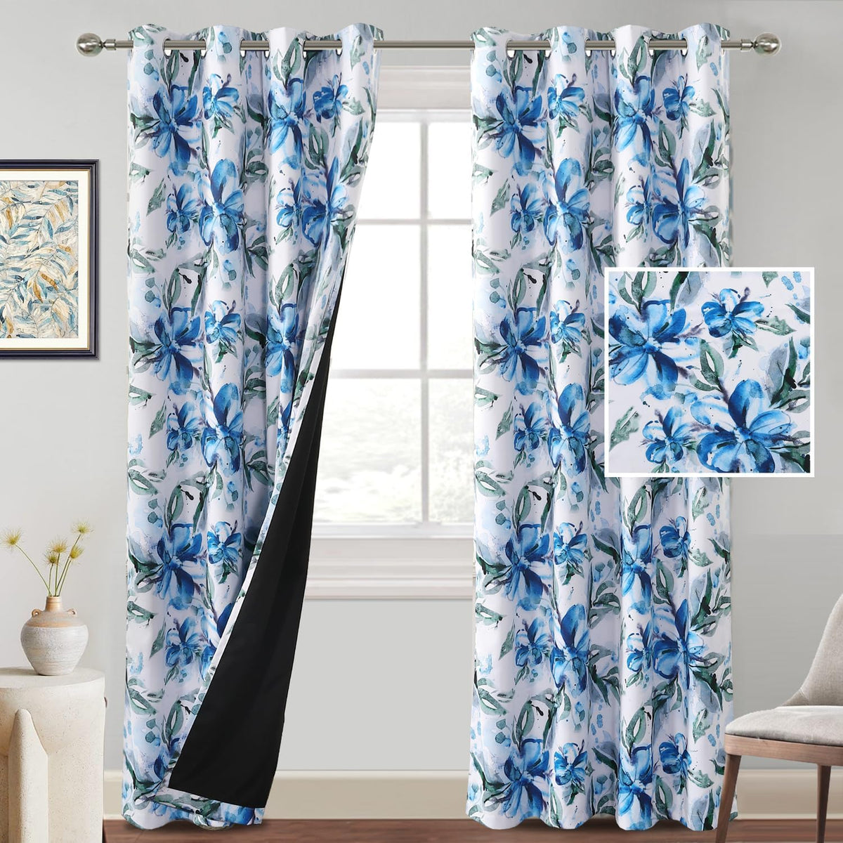 Floral Printed 100% Blackout Curtains for Bedroom
