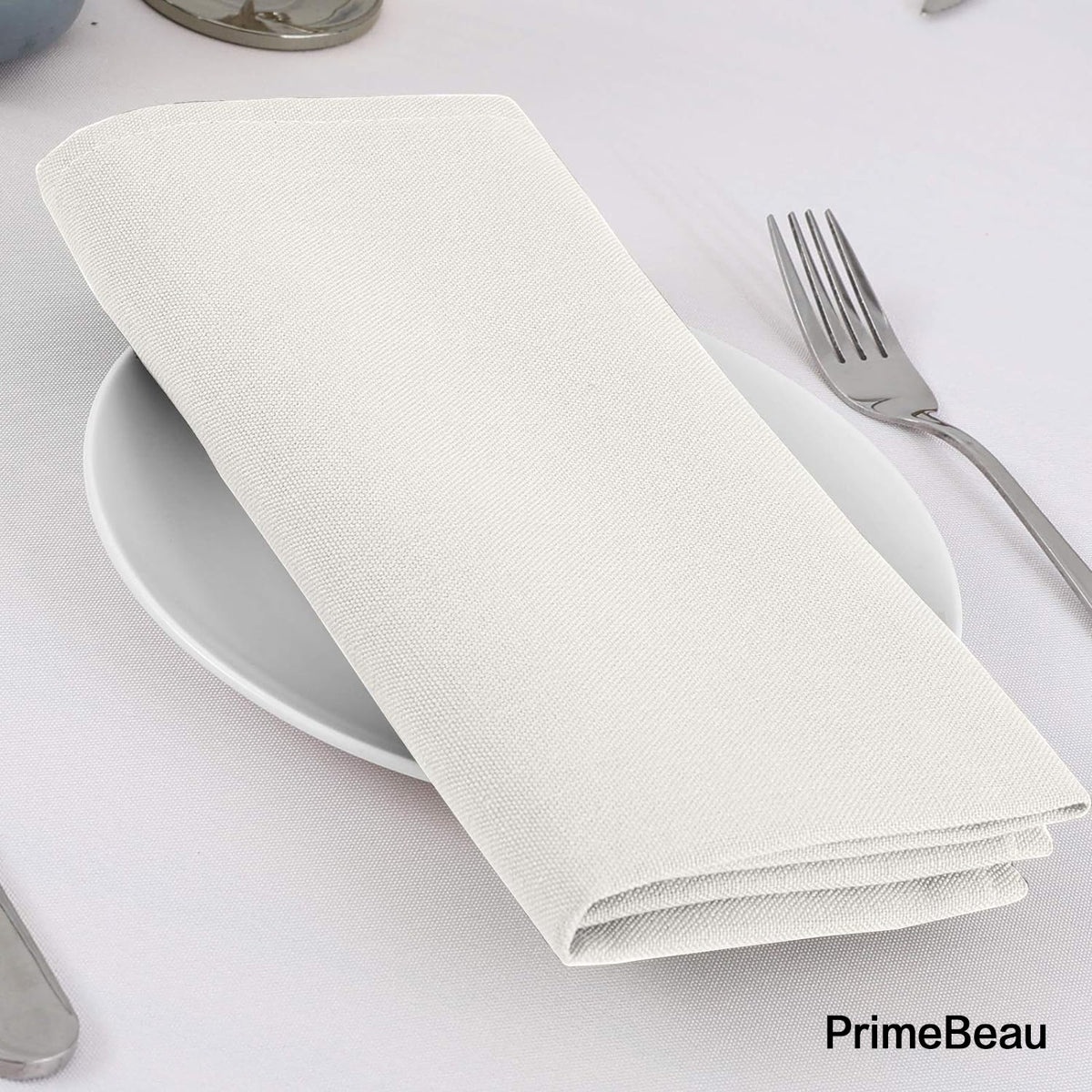 PrimeBeau Cloth Napkins Set of 12 (18" X 18") Linen Textured Dinner Napkins Waterproof Extra Soft Thick Durable Reusable Napkins with Hemmed Edges for Family Dinners, Weddings and Everyday Use