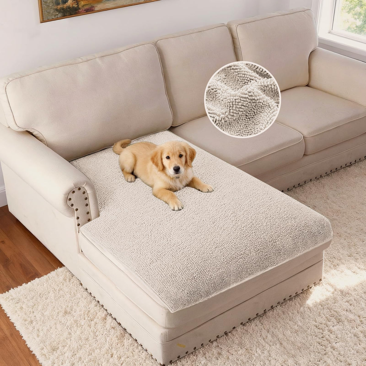 H.VERSAILTEX Non Slip Chenille Pet Couch Cover Thick Soft Washable Sofa Protector