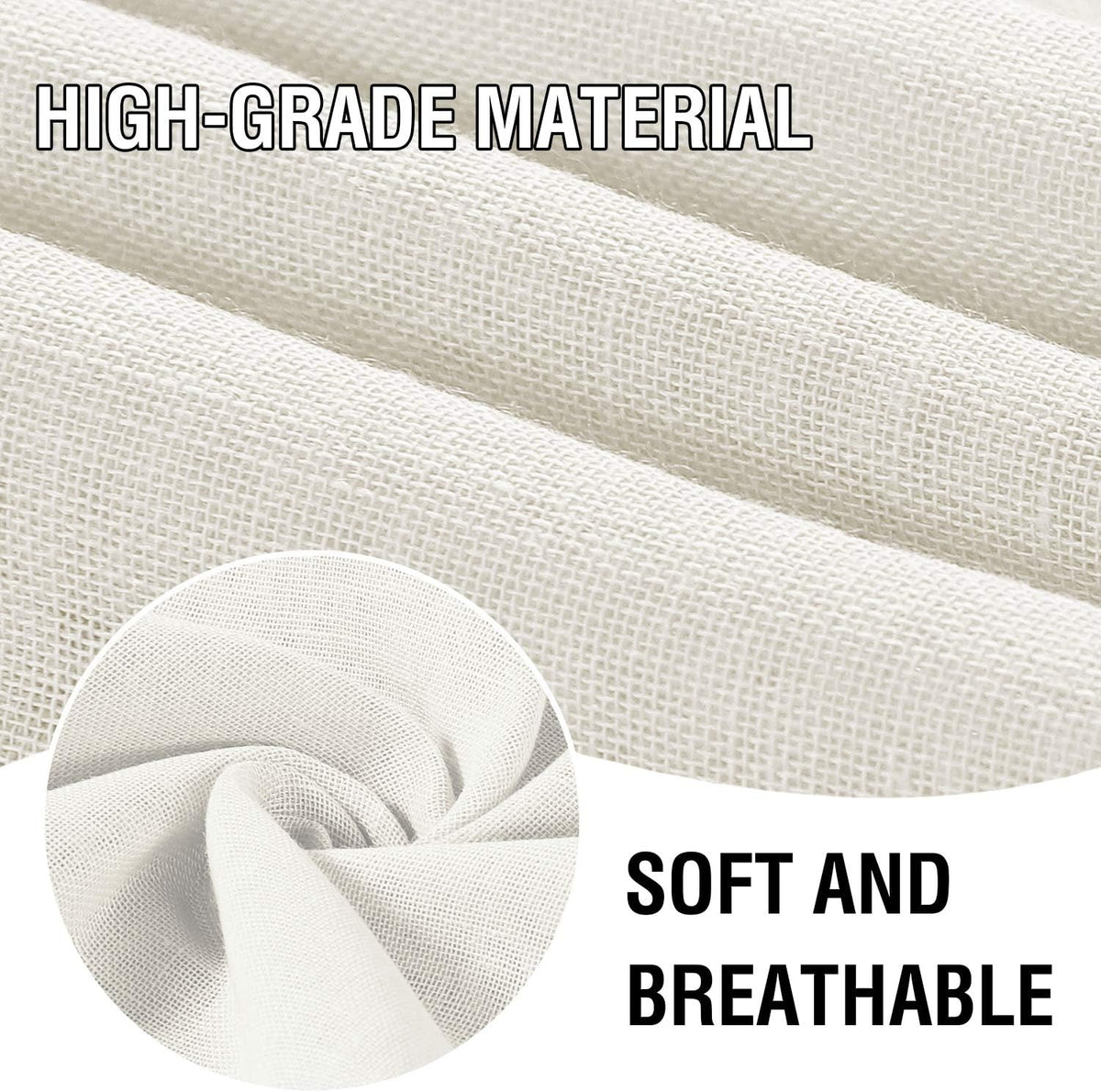 Linen Blend Semi Sheer Curtain Panels Natural Light Filtering Rod Pocket product feature or detail image