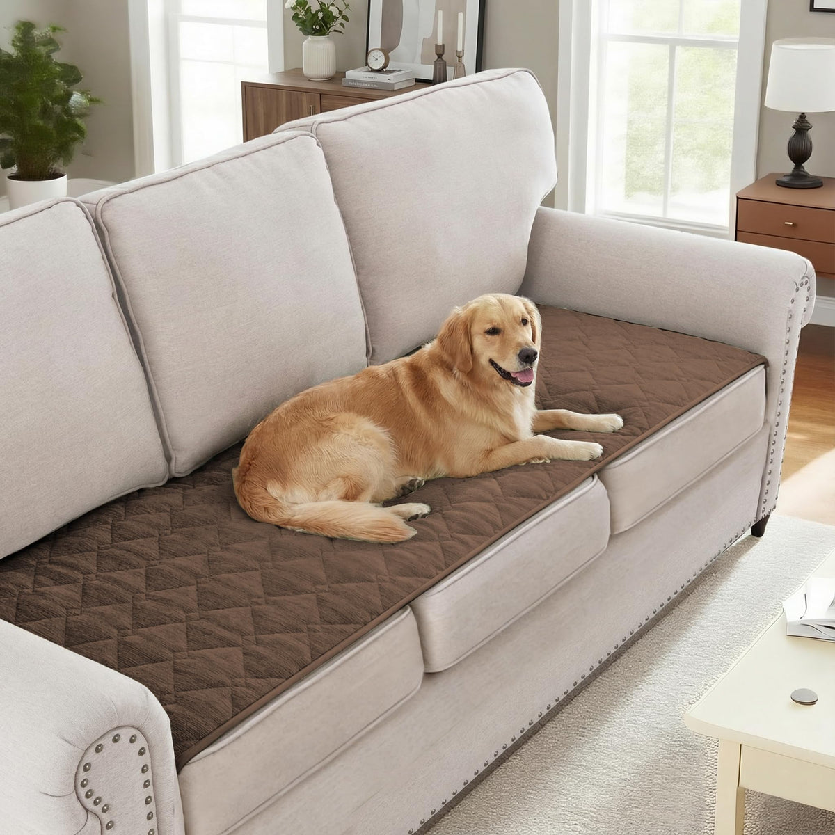 H.VERSAILTEX Chenille Couch Cover Fuzzy Sofa Cover Anti Slip Washable with Strap for Pets
