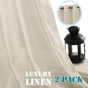 Light Filtering Linen Textured Curtains Grommet Curtains