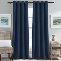 H.VERSAILTEX Grommet Natural Linen Textured Kitchen Curtains 45 inch Length, Thick Faux Linen Room Darkening Window Treatment Set for Farmhouse/Bedroom 52W x 45L,2 Panels,Heather Aqua