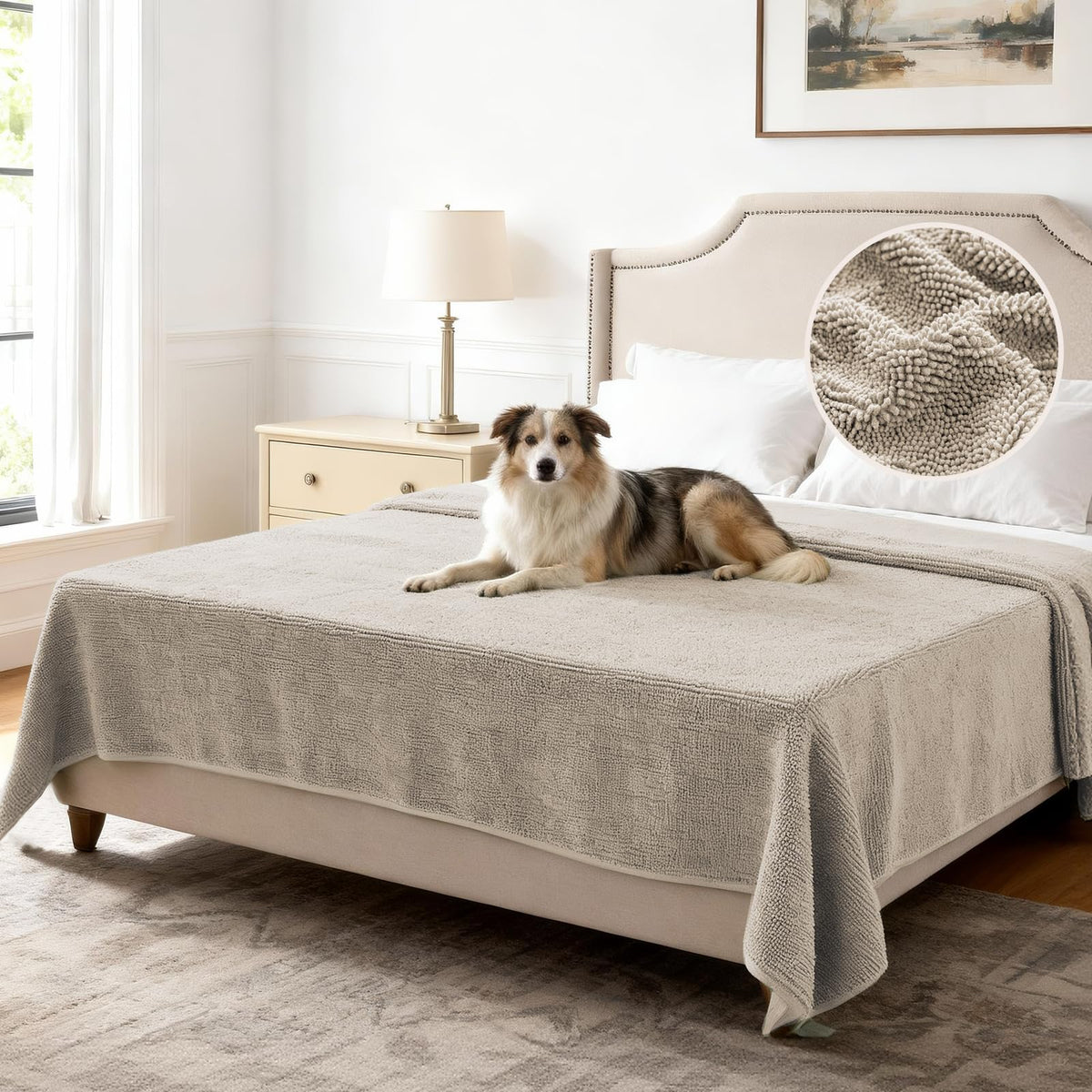 H.VERSAILTEX Non Slip Chenille Pet Couch Cover Thick Soft Washable Sofa Protector