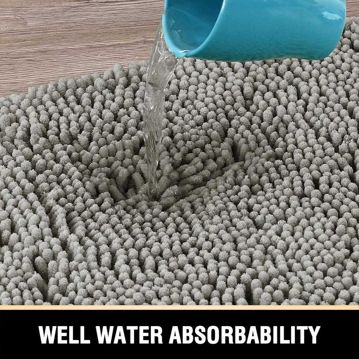 H.VERSAILTEX Bath Mat Bath Rug for Bathroom Luxury Chenille Bathroom Rug Mat Extra Soft and Absorbent Microfiber Shaggy Rugs Non Slip Rug Quick Dry Bath Mat Washable, 24 x 36 Inches, Dove Gray