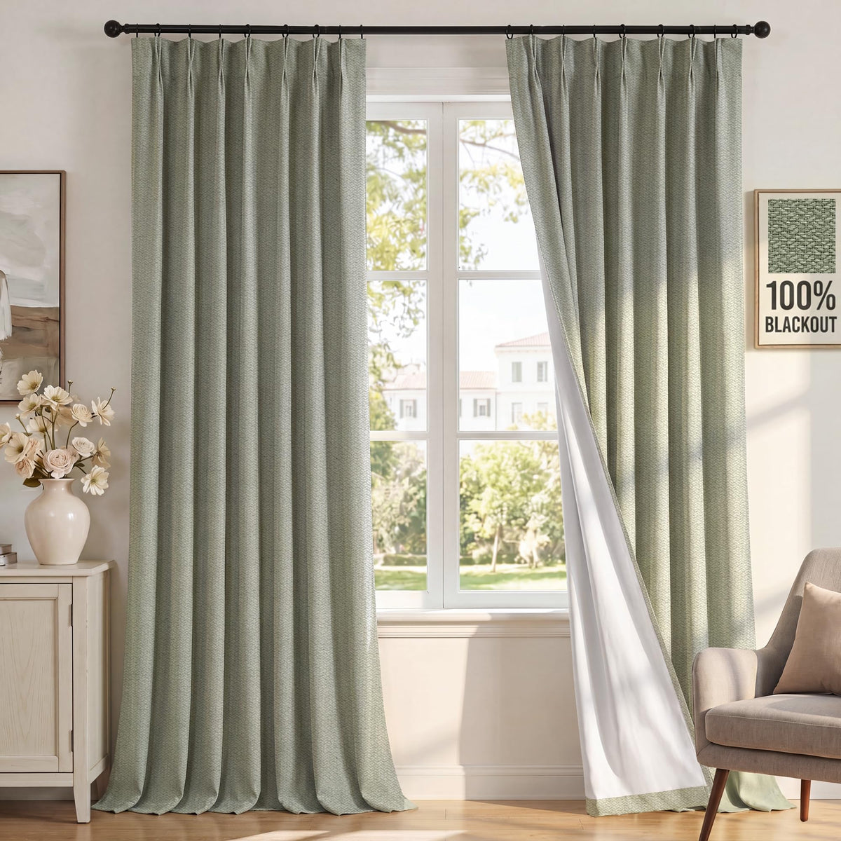 H.VERSAILTEX Pinch Pleated 100% Blackout Curtains