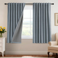 H.VERSAILTEX 100% Blackout Curtains Back Tab Full Light Blocking Curtain Draperies with Gray Coating Thermal Insulated Window Treatment Set of 2 Panels, 52" W x 84" L, Natural