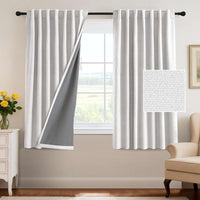 H.VERSAILTEX 100% Blackout Curtains Back Tab Full Light Blocking Curtain Draperies with Gray Coating Thermal Insulated Window Treatment Set of 2 Panels, 52" W x 84" L, Natural