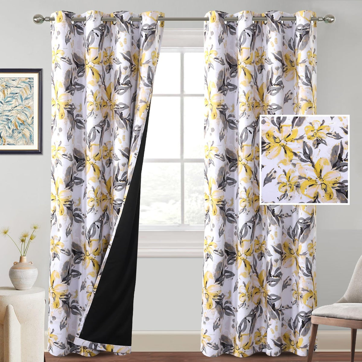 Floral Printed 100% Blackout Curtains for Bedroom