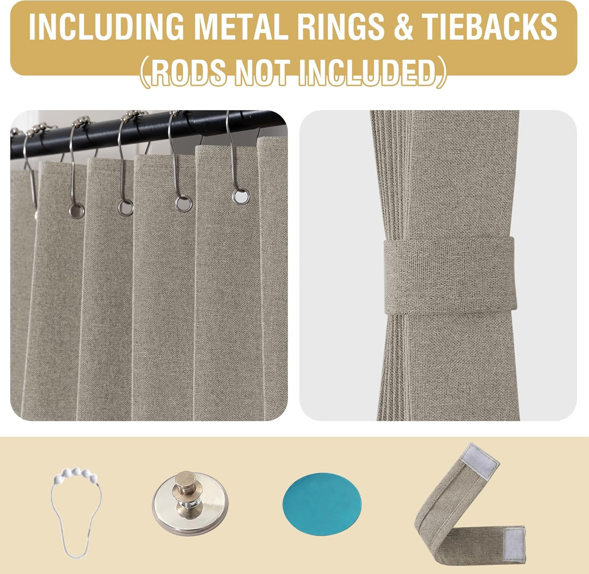 100% Blackout Linen Door Curtain Accordion Folding Privacy Room Divider with Hooks product feature or detail image