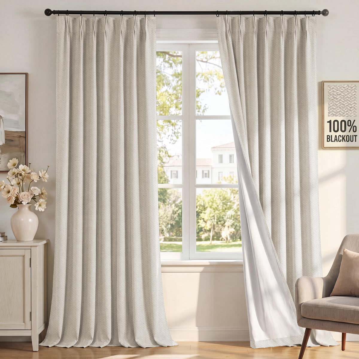 H.VERSAILTEX Pinch Pleated 100% Blackout Curtains