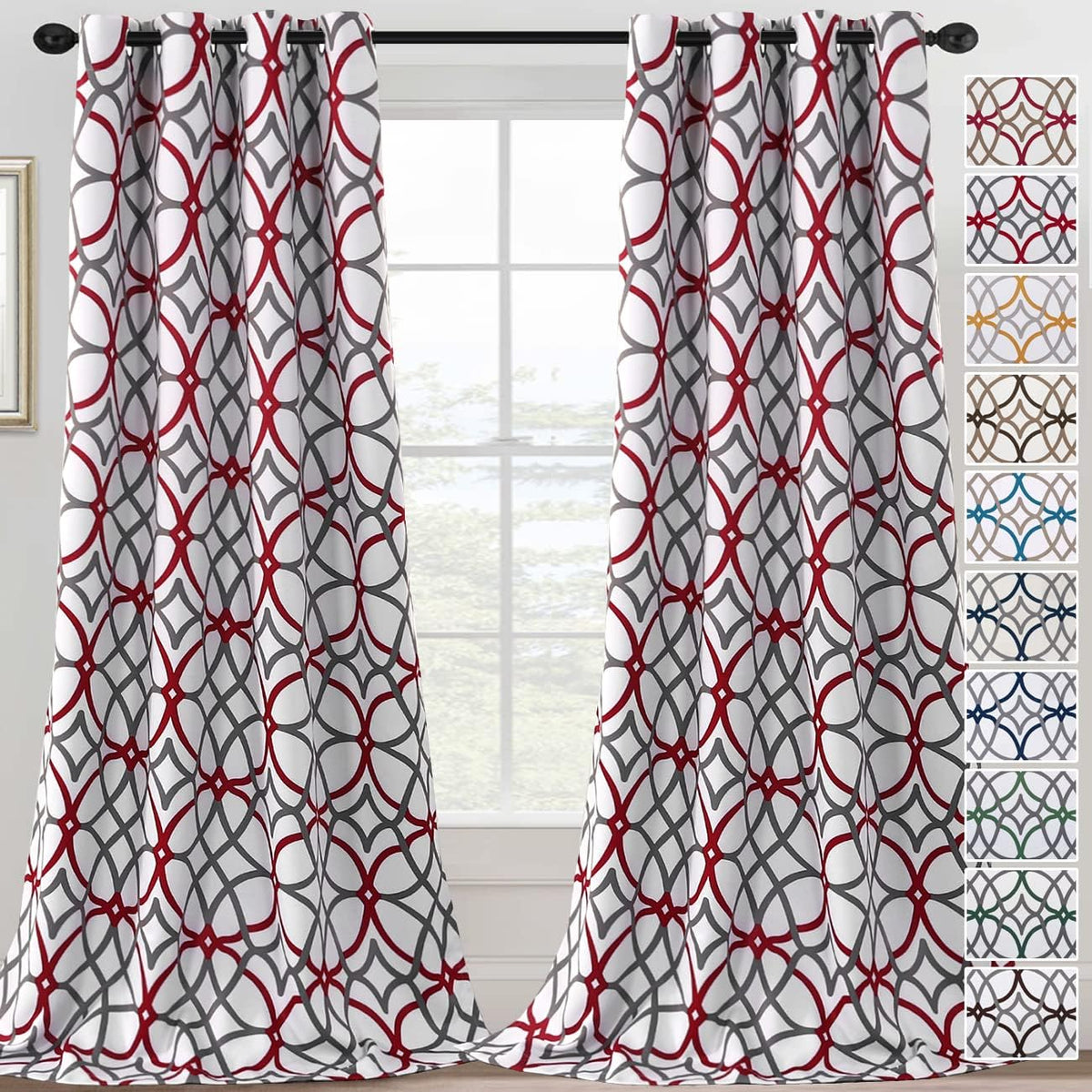 H.VERSAILTEX Blackout Curtains for Bedroom Printed Design 96 Inch Thermal Insulated 2 Panels