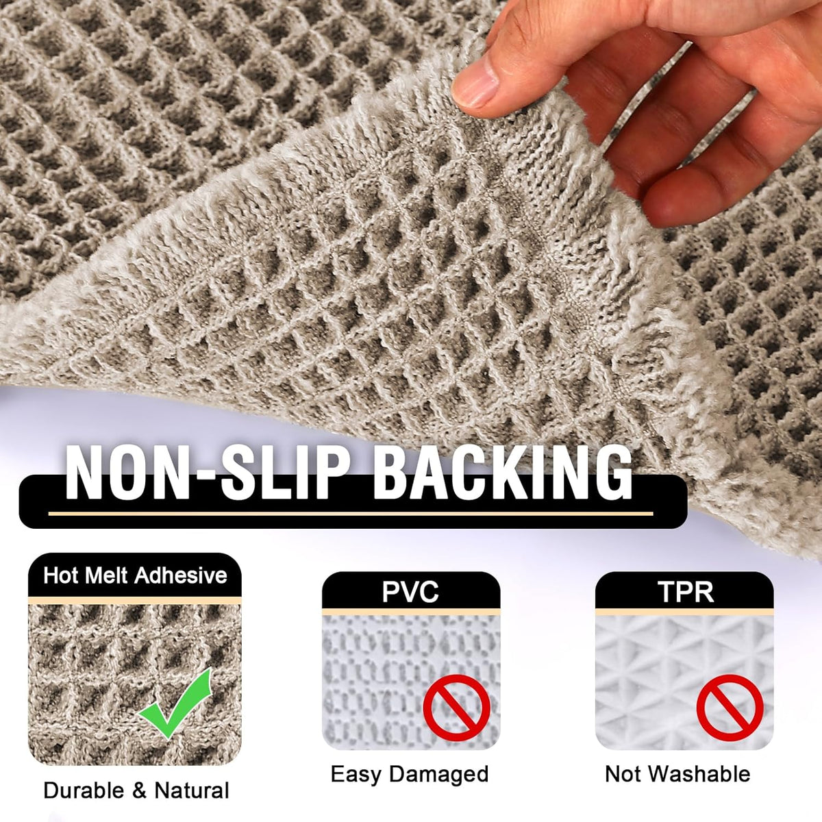 H.VERSAILTEX Absorbent Non-Slip Waffle Bath Mat – Quick Dry & Machine Washable