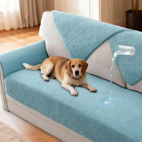 H.VERSAILTEX Waterproof Couch Cover Plush Sofa Cover with Strap Soft Anti Slip Sofa Slipcovers for 2 Cushion Couch Loveseat Couch Protector Cover for Dogs Cats Kids,36x48'',Khaki