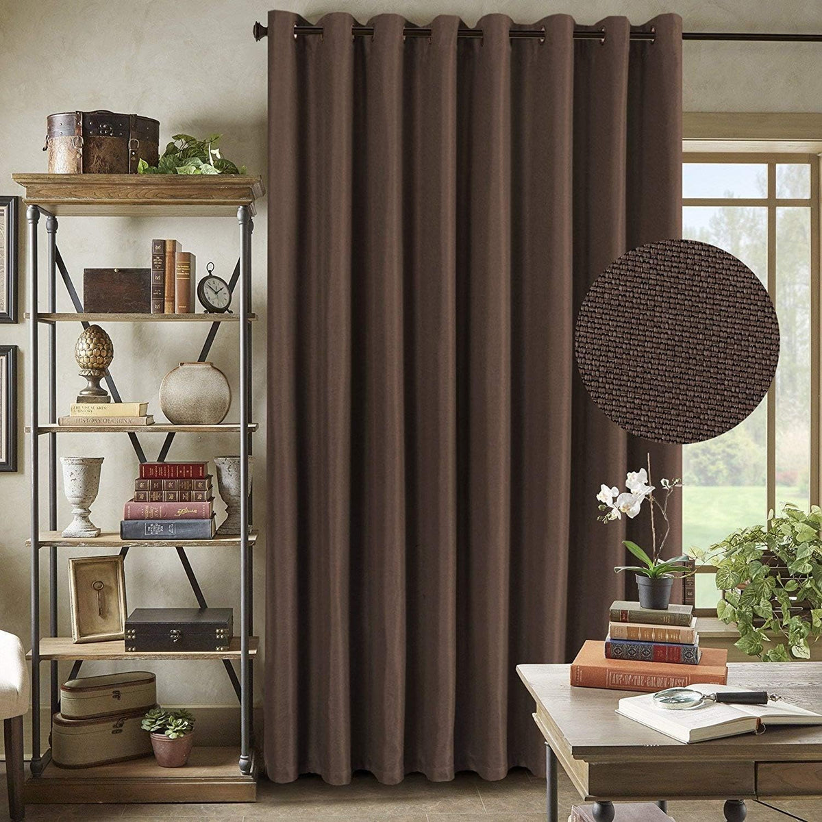 H.VERSAILTEX Linen Blackout Curtain 84 Inches Long for Bedroom/Living Room Thermal Insulated Grommet Linen Look Curtain Drapes Primitive Textured Burlap Effect Window Drapes 1 Panel