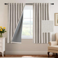 H.VERSAILTEX 100% Blackout Curtains Back Tab Full Light Blocking Curtain Draperies with Gray Coating Thermal Insulated Window Treatment Set of 2 Panels, 52" W x 84" L, Natural