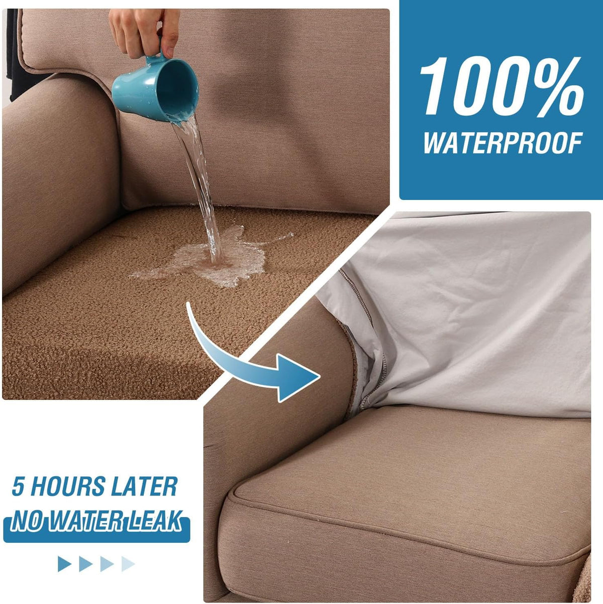 H.VERSAILTEX Waterproof Sofa Seat Cushion Covers Sofa Covers, Made of Looped Fleece Fabric Durable Sturdy (3 Pack)