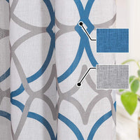 H.VERSAILTEX Linen Curtains 84 Inch Length 2 Panels Linen Sheer Curtains Textured Flax Window Curtain Draps for Living Room, Privacy Modern Printed Grommet Curtains Geometric Teal/Taupe