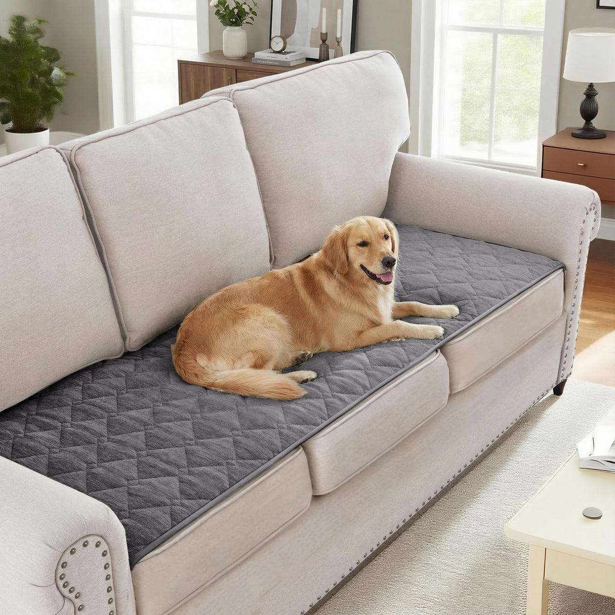 H.VERSAILTEX Chenille Couch Cover Fuzzy Sofa Cover Anti Slip Washable with Strap for Pets
