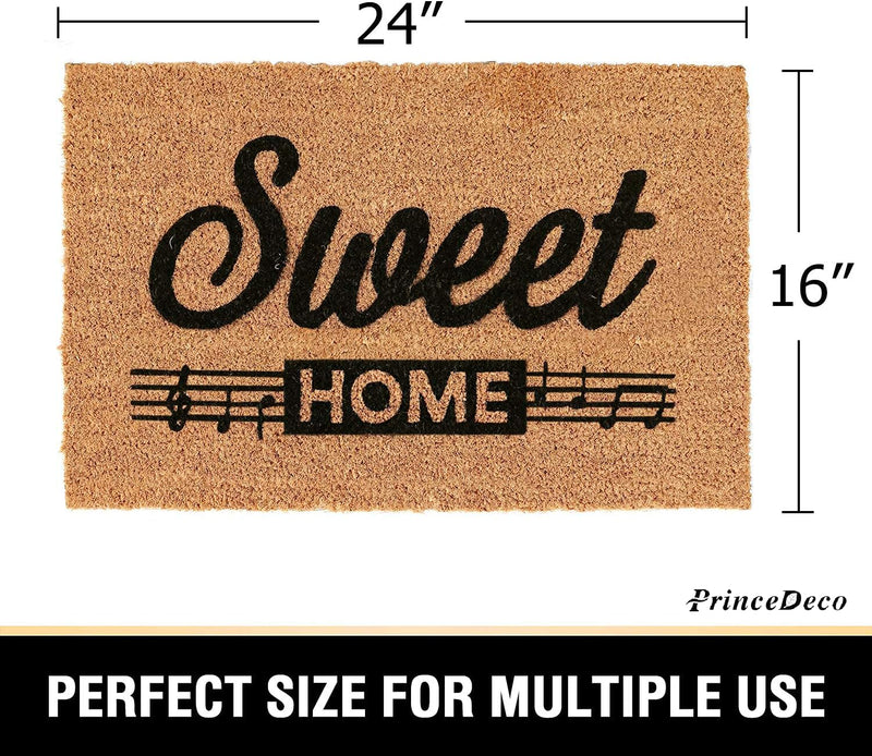 Prince Deco Doormats for Outside Entry | Natural Coco Coir Mats for Front Door | Premium Durable Outside Door Mats Heavy-Duty with Rubber Backing, Easily Captures Moisture/Dirt, 16" x 24"