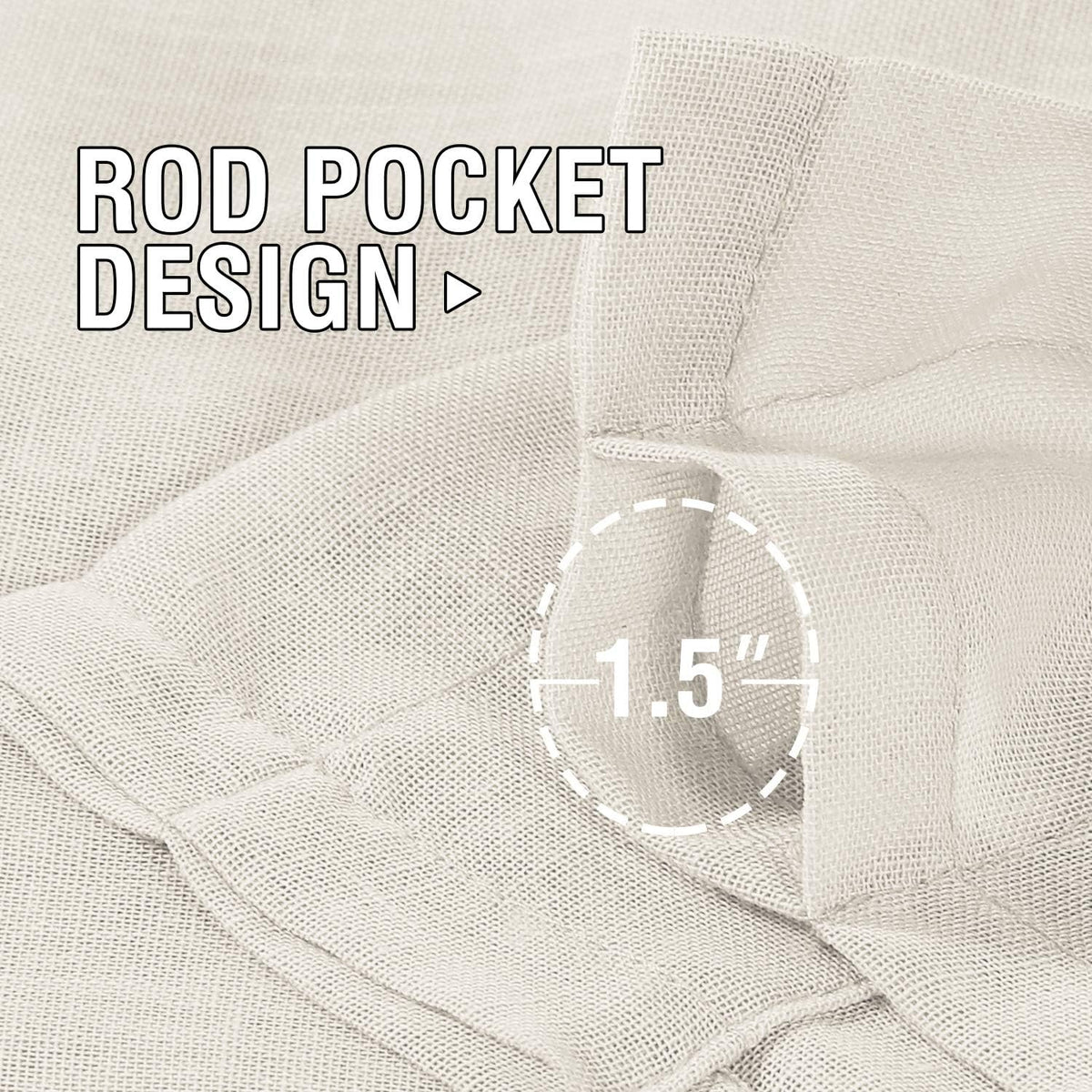 Linen Blend Semi Sheer Curtain Panels Natural Light Filtering Rod Pocket product feature or detail image