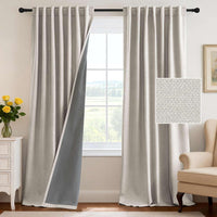 H.VERSAILTEX 100% Blackout Curtains Back Tab Full Light Blocking Curtain Draperies with Gray Coating Thermal Insulated Window Treatment Set of 2 Panels, 52" W x 84" L, Natural