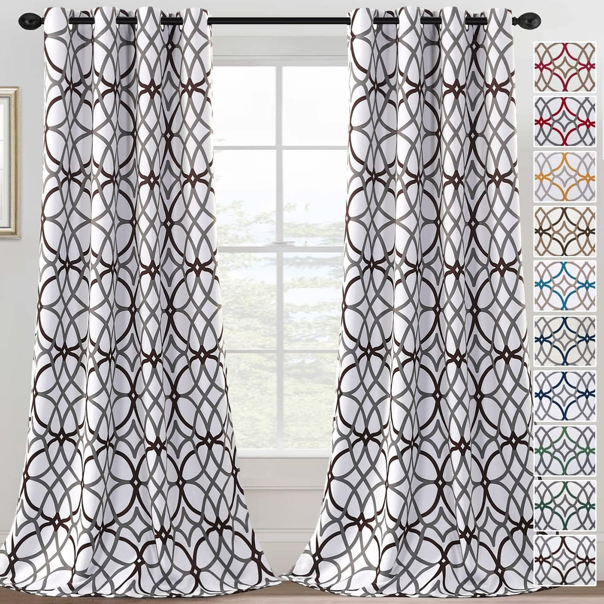H.VERSAILTEX Blackout Curtains for Bedroom Printed Design 96 Inch Thermal Insulated 2 Panels