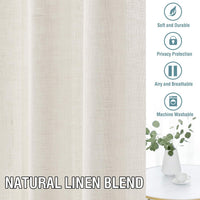 Linen Blend Semi Sheer Curtain Panels Natural Light Filtering Rod Pocket product feature or detail image