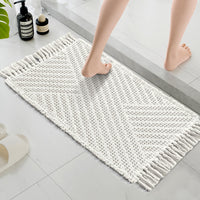 H.VERSAILTEX Waffle Boho Bath Mat – Super Absorbent, Non-Slip & Quick Dry