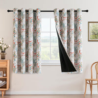 Floral 100% Blackout Vintage Curtains Patterned Thermal Insulated Grommet Window Drapes product feature or detail image