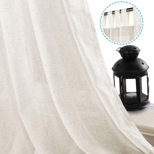 Natural Linen Tab Top Curtains Semi Sheer Curtains