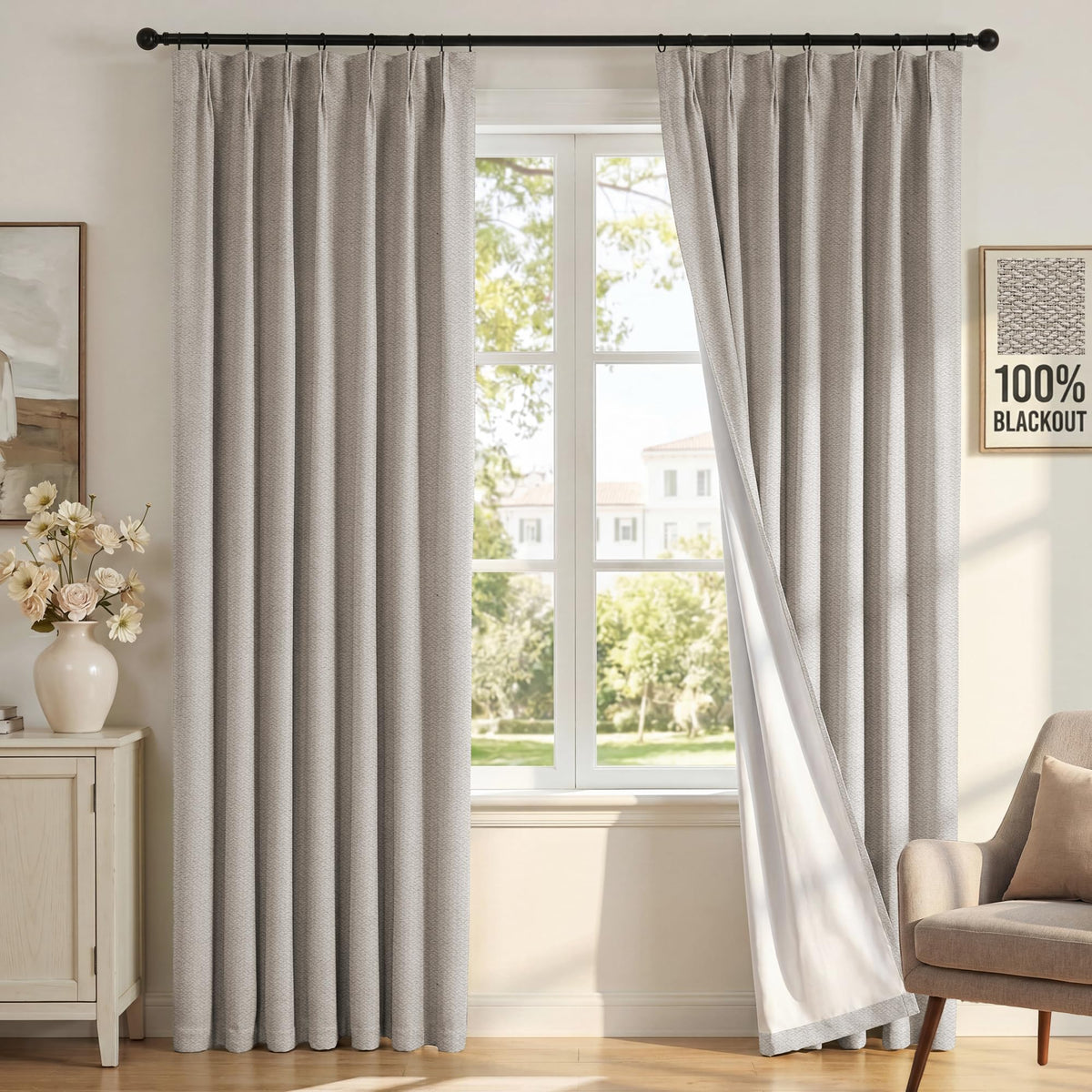 H.VERSAILTEX Pinch Pleated 100% Blackout Curtains