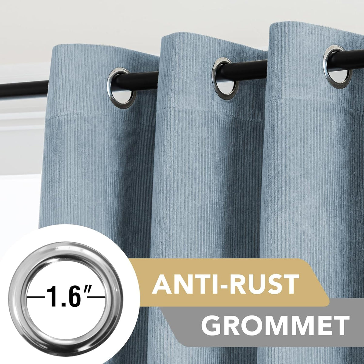 H.VERSAILTEX Velvet 100% Blackout Curtains for Living Room Full Light Blocking Curtains Thermal Insulated Room Window Drapes Soft Luxury Curtains Grommet Top 2 Panels (55" W x 96" L, Stone Blue)