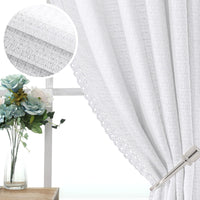 H.VERSAILTEX Boho Linen Curtain Light Filtering Back Tab, Set of 2 Panels