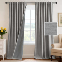 H.VERSAILTEX 100% Blackout Curtains Back Tab Full Light Blocking Curtain Draperies with Gray Coating Thermal Insulated Window Treatment Set of 2 Panels, 52" W x 84" L, Natural
