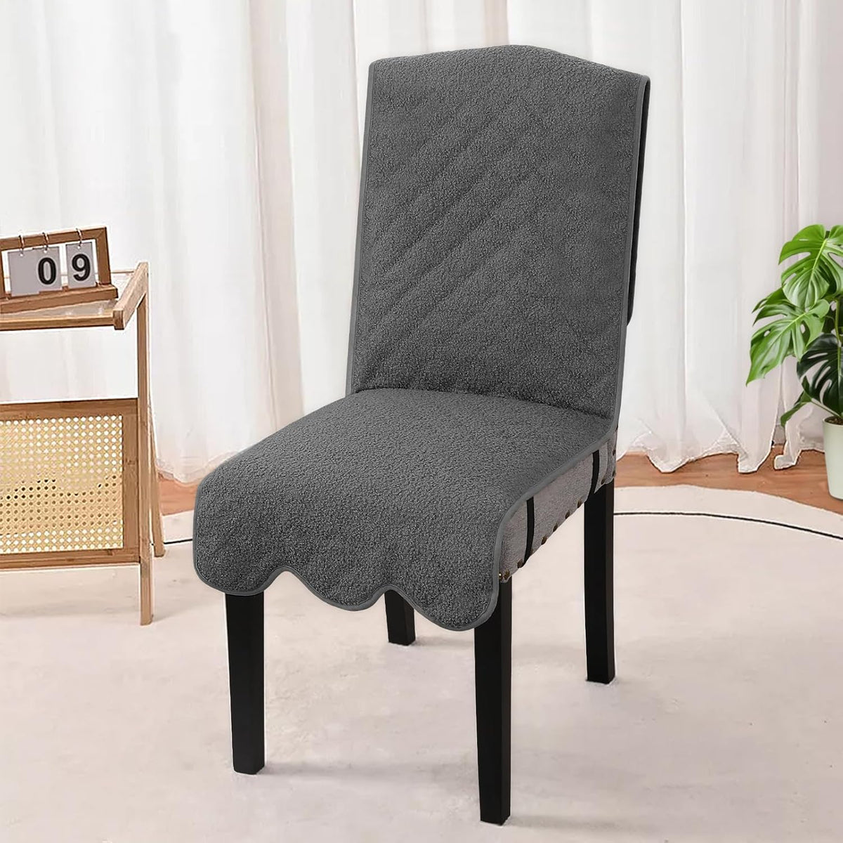 H.VERSAILTEX 100% Waterproof Dining Chair Covers Teddy Fleece Kitchen Chair Covers Parson Chair Slipcovers