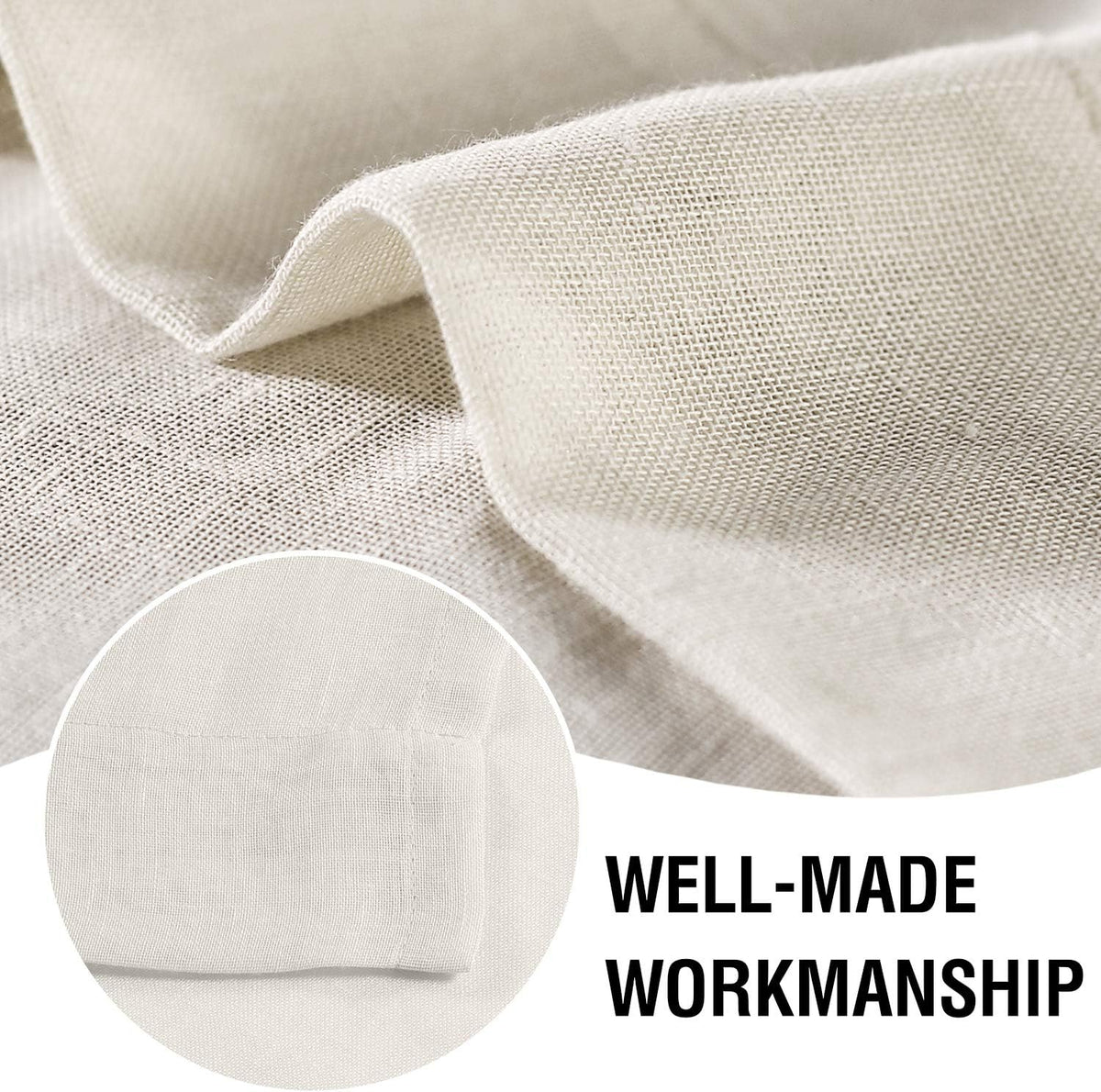 Linen Blend Semi Sheer Curtain Panels Natural Light Filtering Rod Pocket product feature or detail image