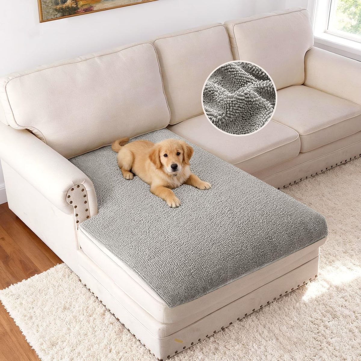 H.VERSAILTEX Non Slip Chenille Pet Couch Cover Thick Soft Washable Sofa Protector
