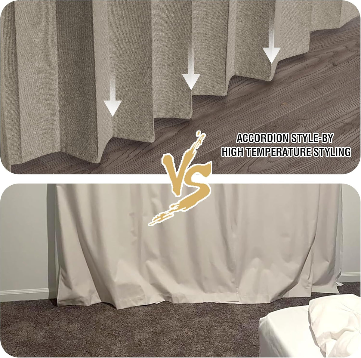100% Blackout Linen Door Curtain Accordion Folding Privacy Room Divider with Hooks product feature or detail image